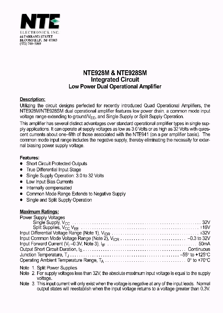 NTE928SM_268374.PDF Datasheet