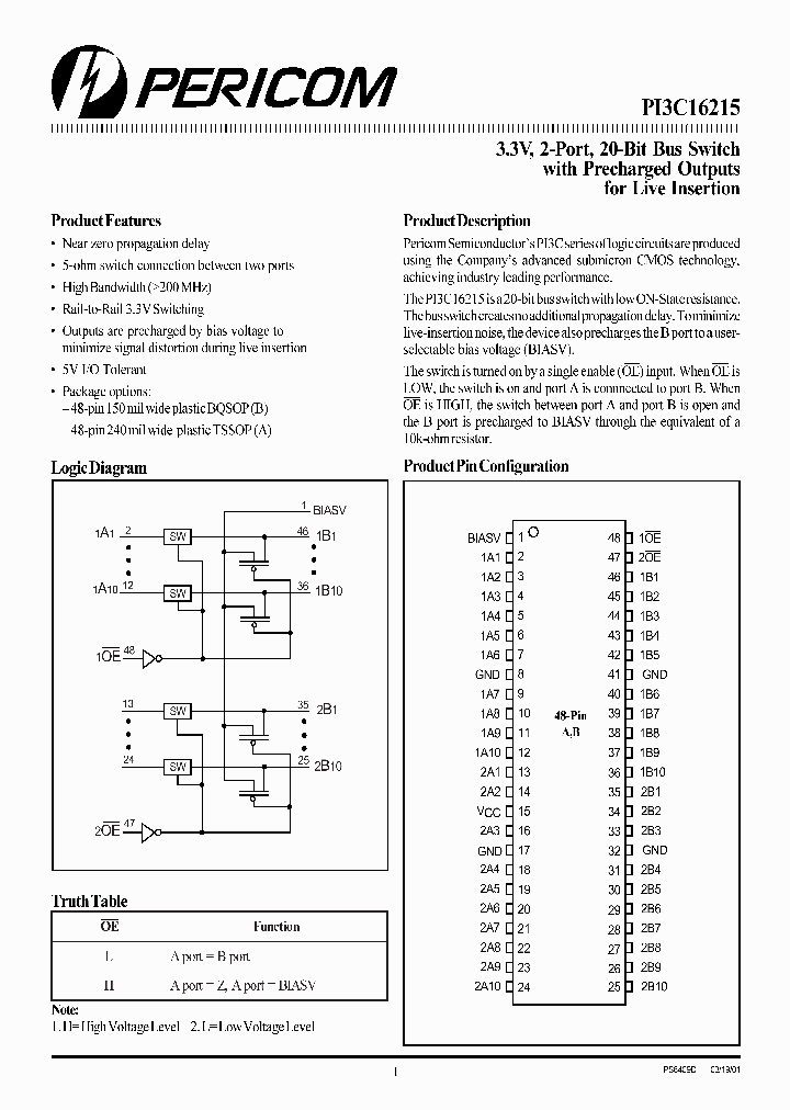 PI3C16215_288610.PDF Datasheet