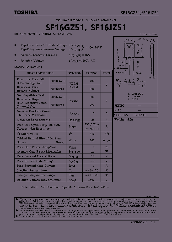 SF16GZ51_261119.PDF Datasheet