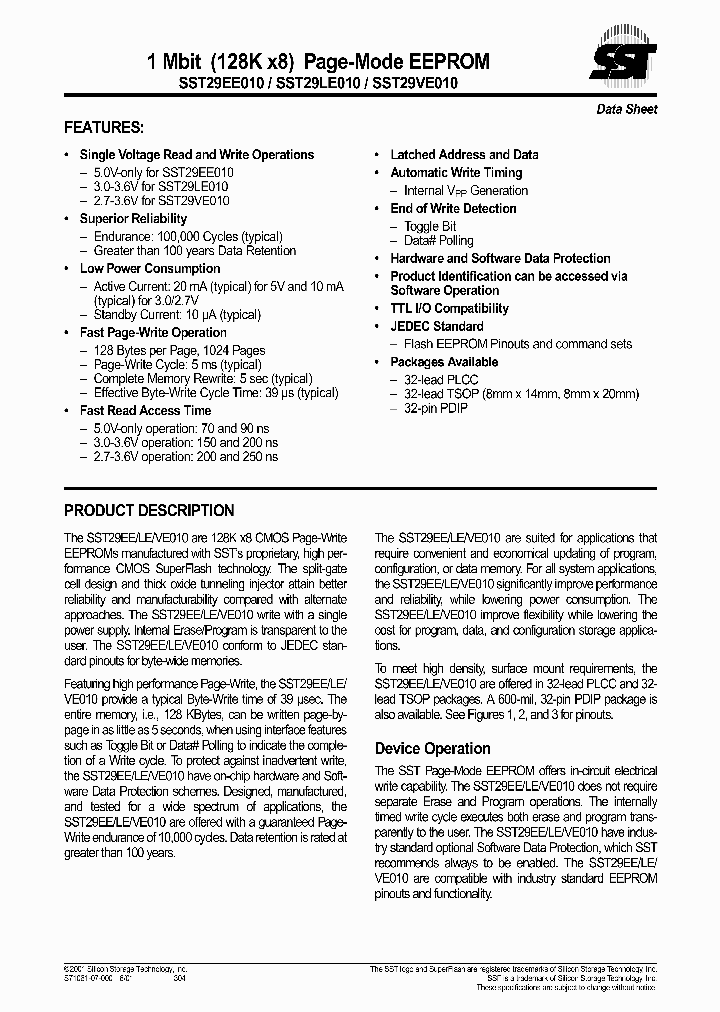 SST29EE010-150-4C-EH_255075.PDF Datasheet