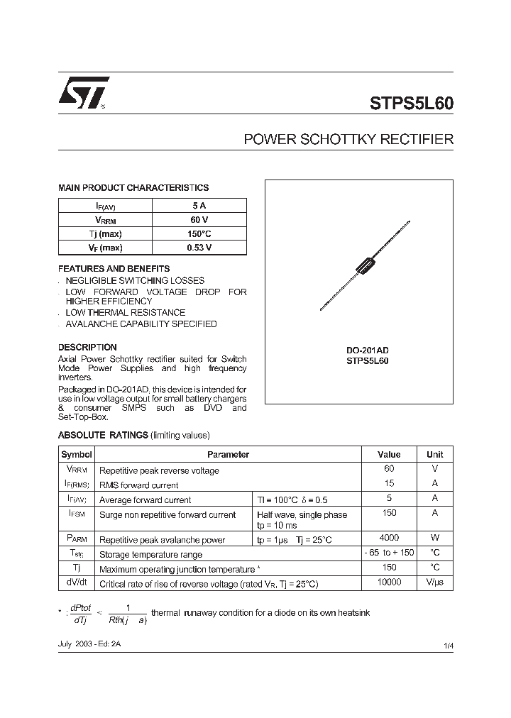 STPS5L60RL_258442.PDF Datasheet
