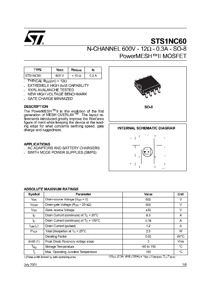 STS1NC60_234206.PDF Datasheet