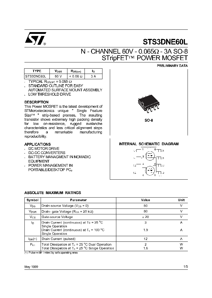 STS3DNE60L_264707.PDF Datasheet