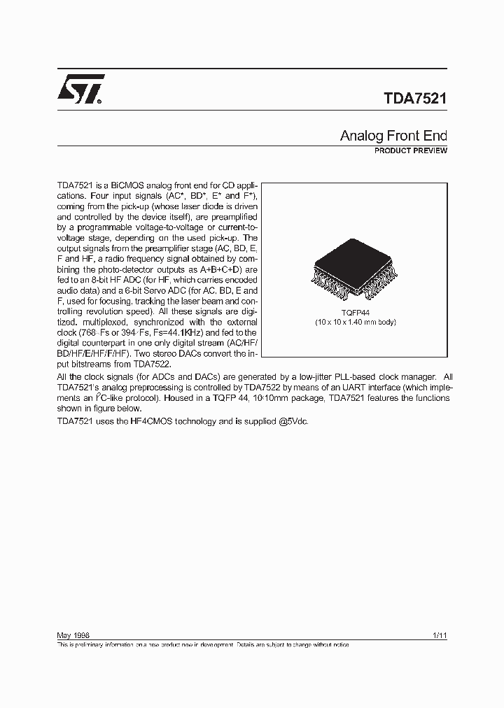 TDA7521_213609.PDF Datasheet