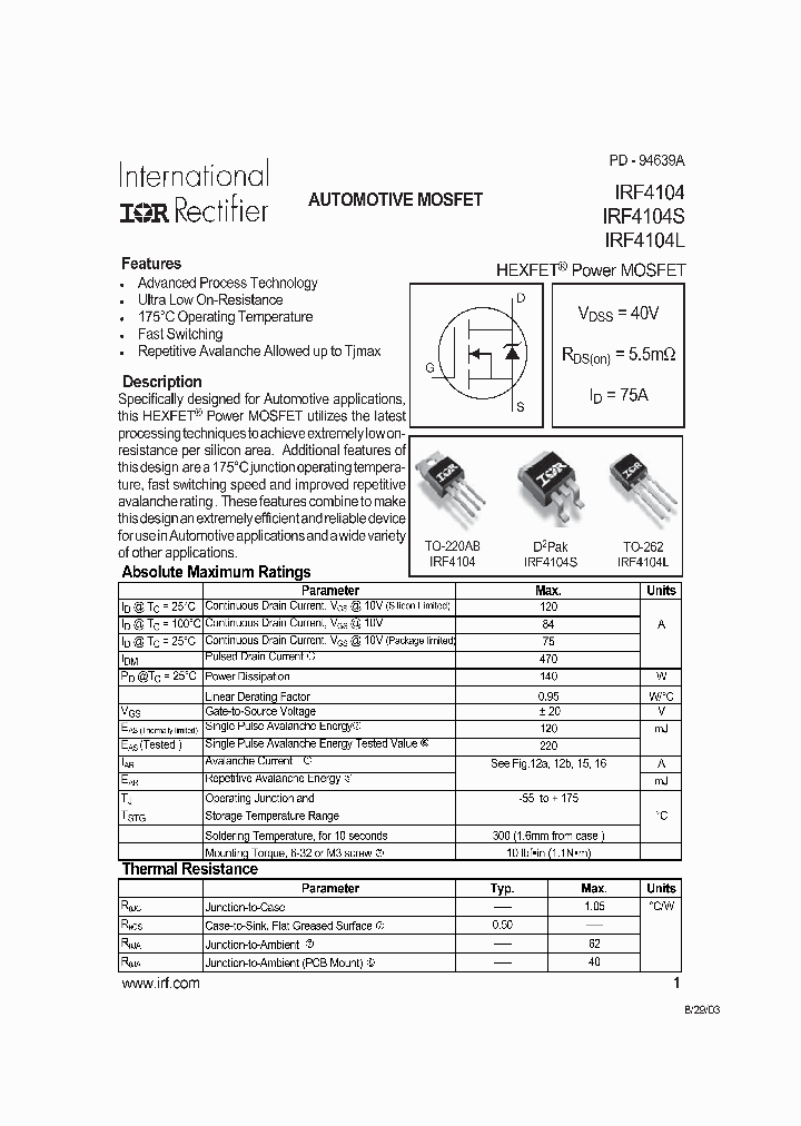 IRF4104_242109.PDF Datasheet