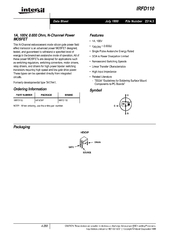 IRFD110_248409.PDF Datasheet