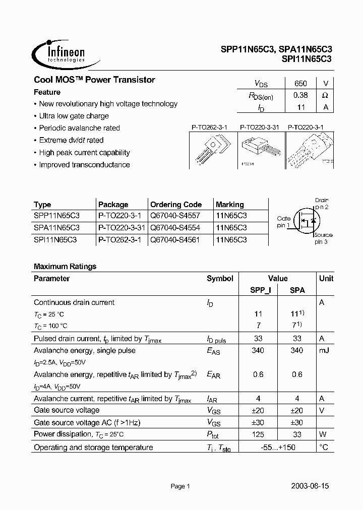 SPA11N65C3_253953.PDF Datasheet