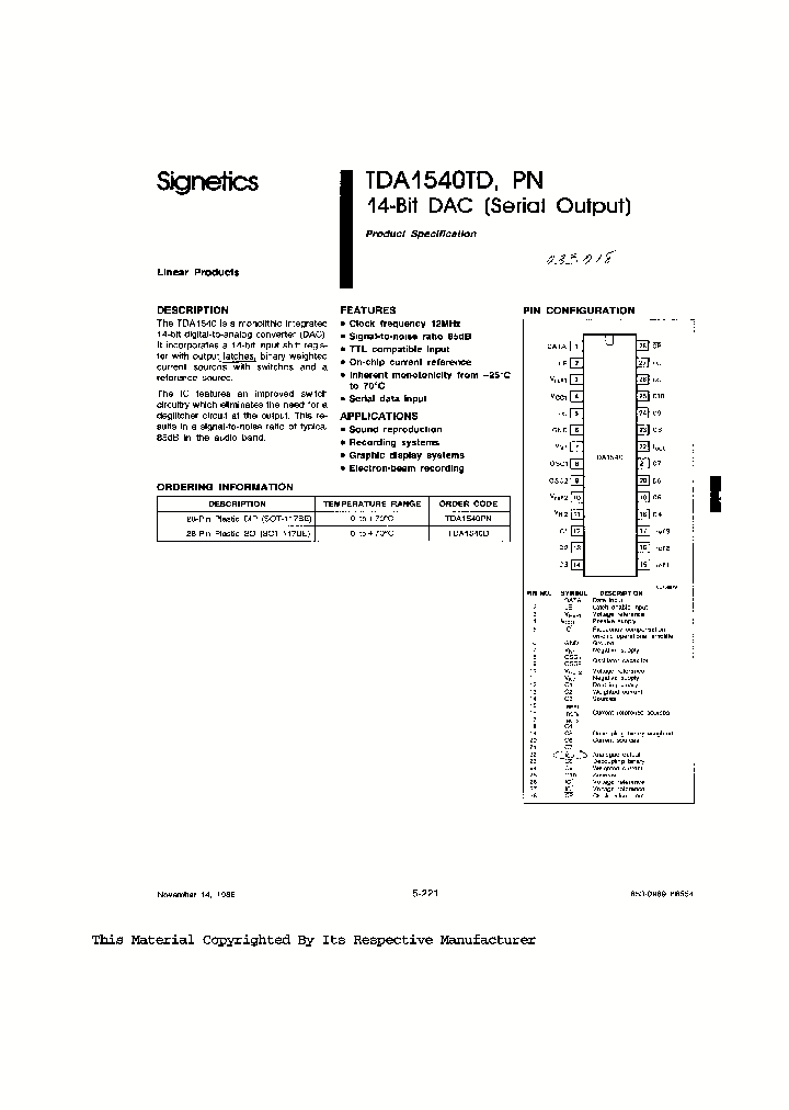 TDA1540_243422.PDF Datasheet