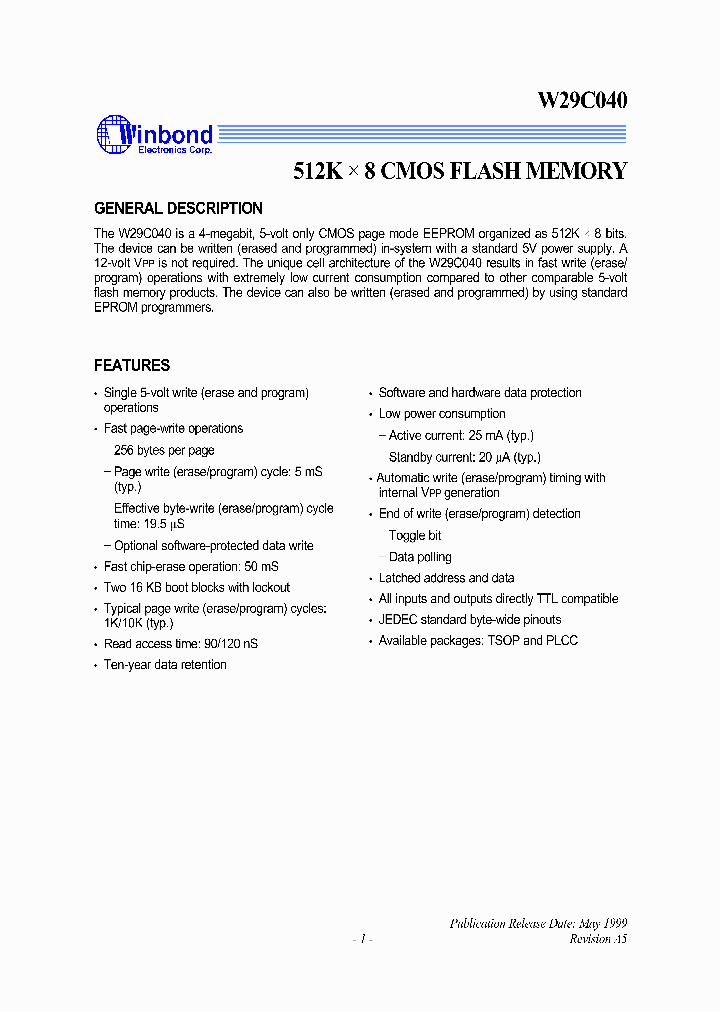W29C040_267161.PDF Datasheet