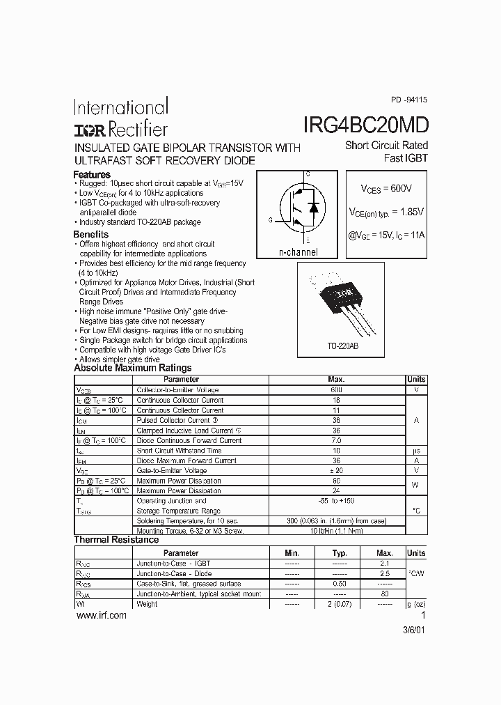 IRG4BC20MD_234346.PDF Datasheet