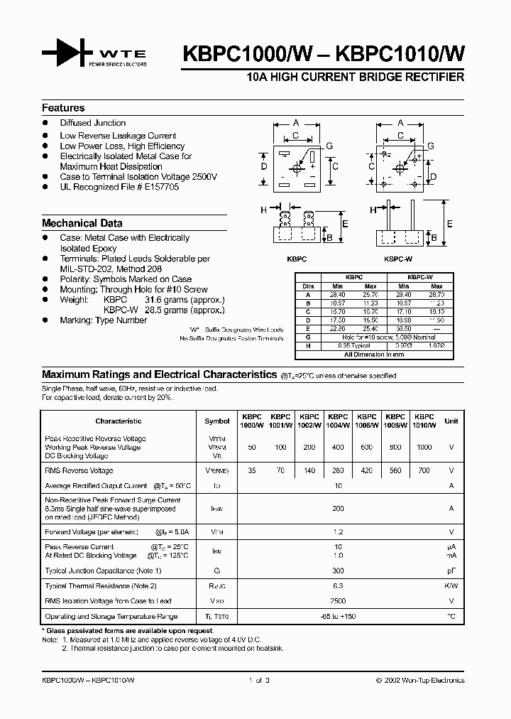 KBPC1008_37765.PDF Datasheet