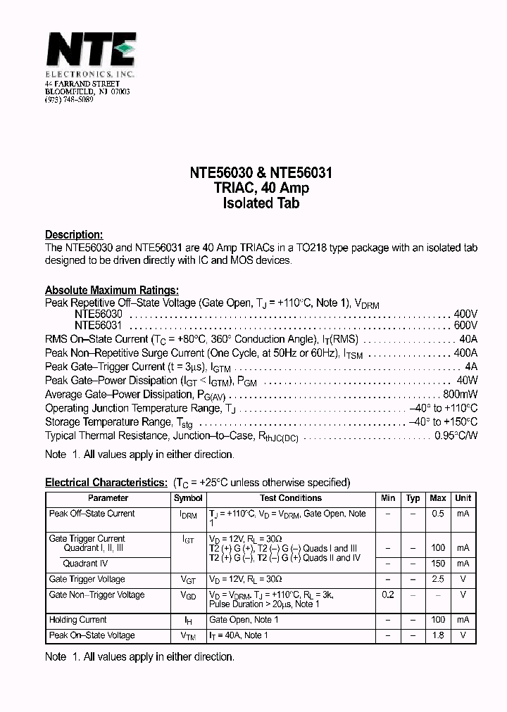 NTE56031_220285.PDF Datasheet