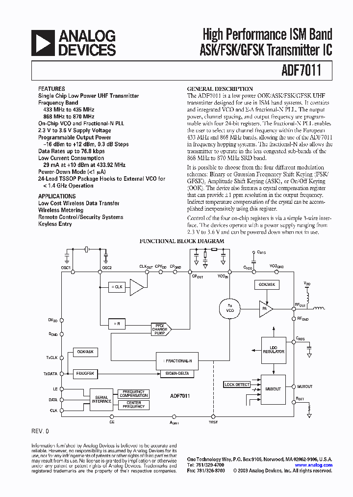 ADF7011_355132.PDF Datasheet