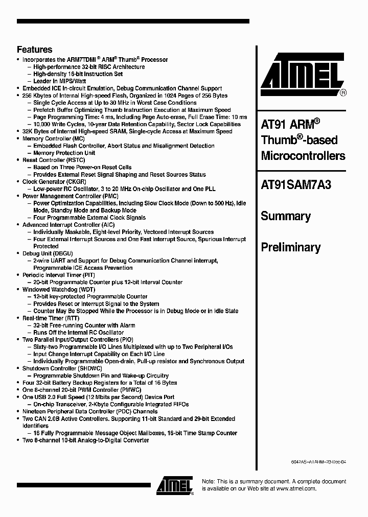 AT91SAM7A3_318236.PDF Datasheet