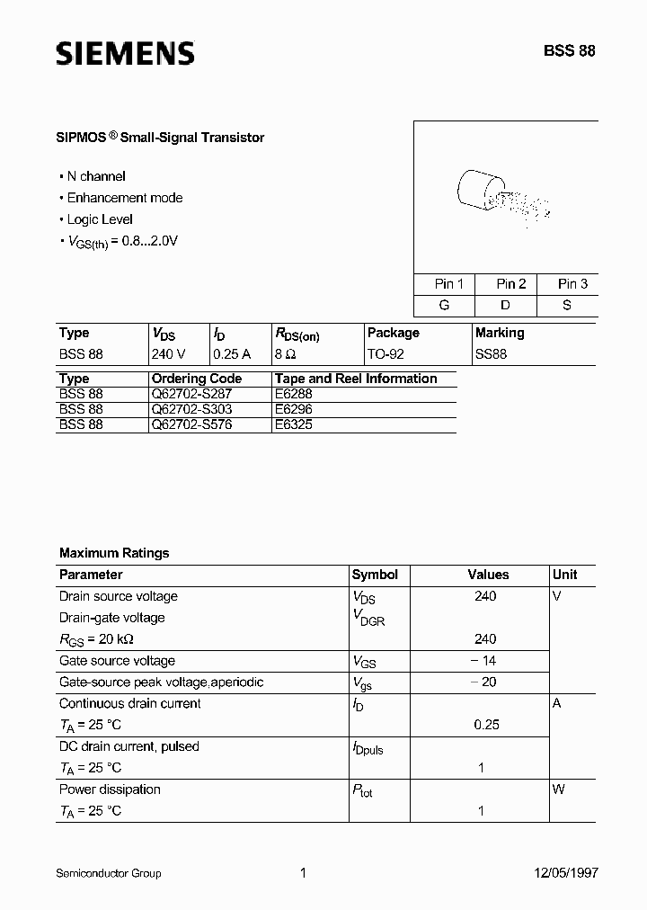 BSS88_294050.PDF Datasheet