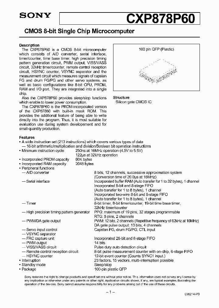 CXP878P60_339720.PDF Datasheet