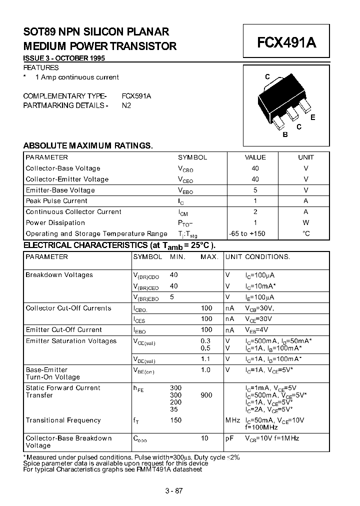 FCX491A_334285.PDF Datasheet