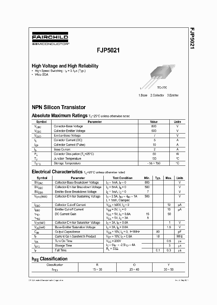 FJP5021NBSP_322492.PDF Datasheet