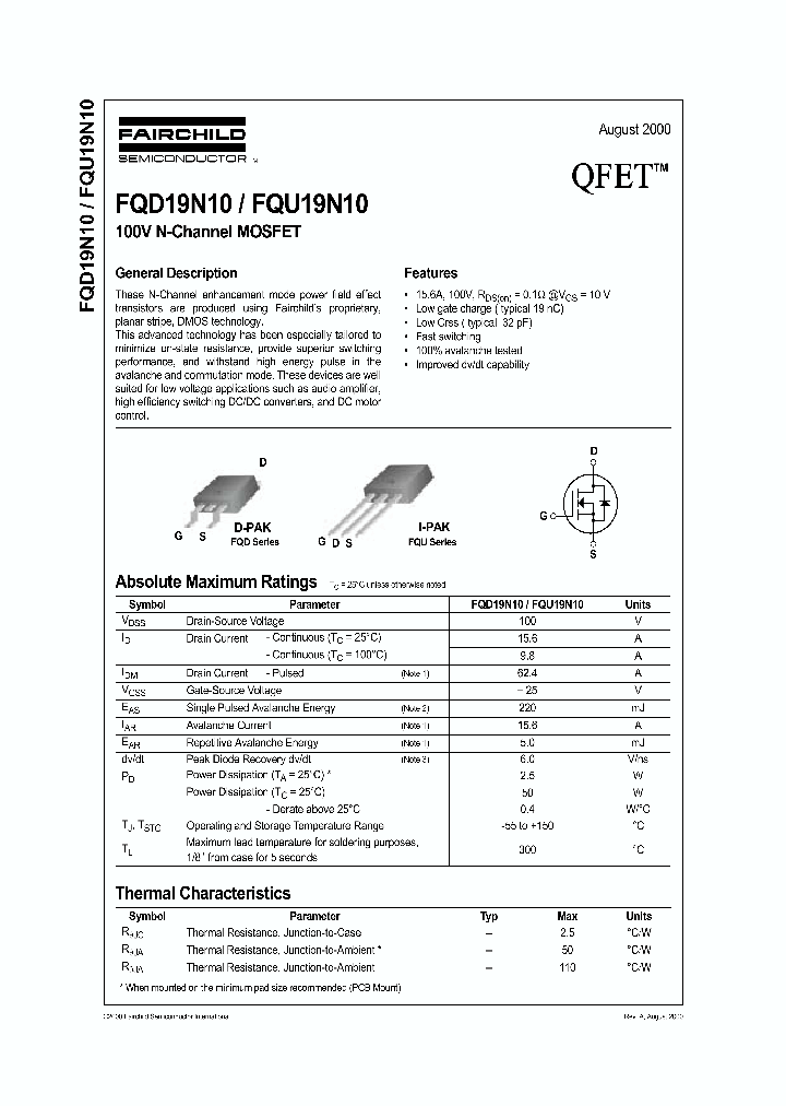 FQD19N10_321470.PDF Datasheet