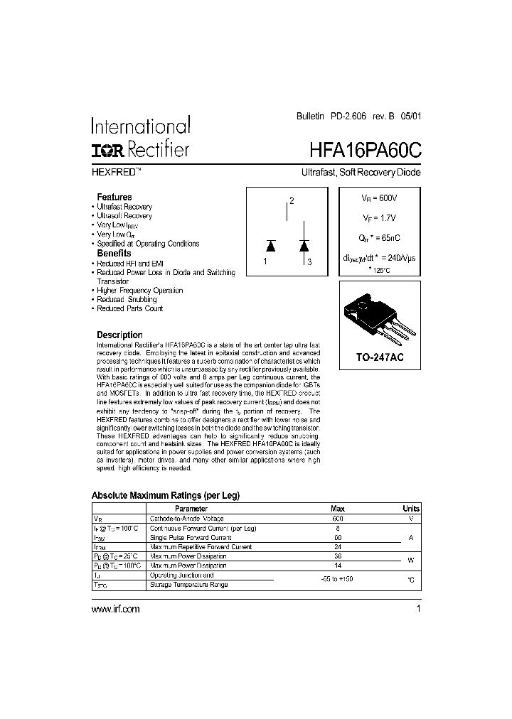 HFA16PA60C_315912.PDF Datasheet