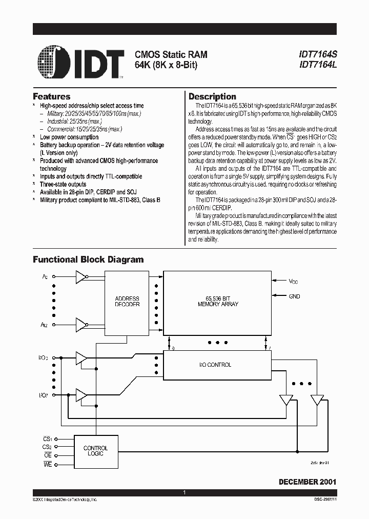 IDT7164S_353636.PDF Datasheet