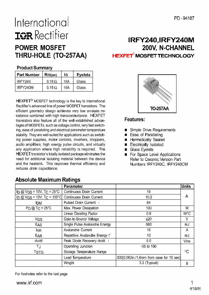 IRFY240M_338991.PDF Datasheet