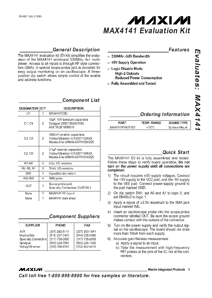 MAX4141EVKIT_345419.PDF Datasheet