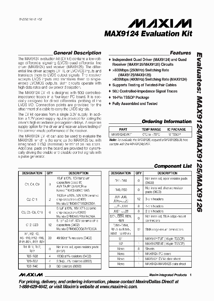 MAX9124EVKIT_369028.PDF Datasheet