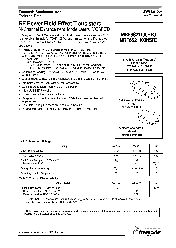 MRF6S21100HR3_187899.PDF Datasheet