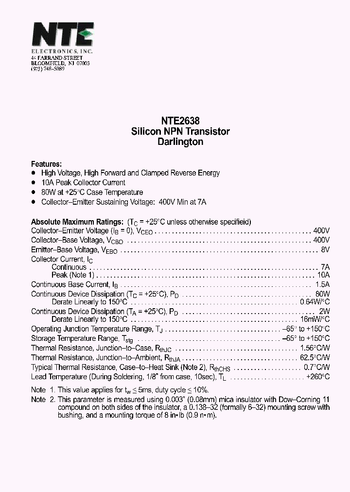 NTE2638_363843.PDF Datasheet