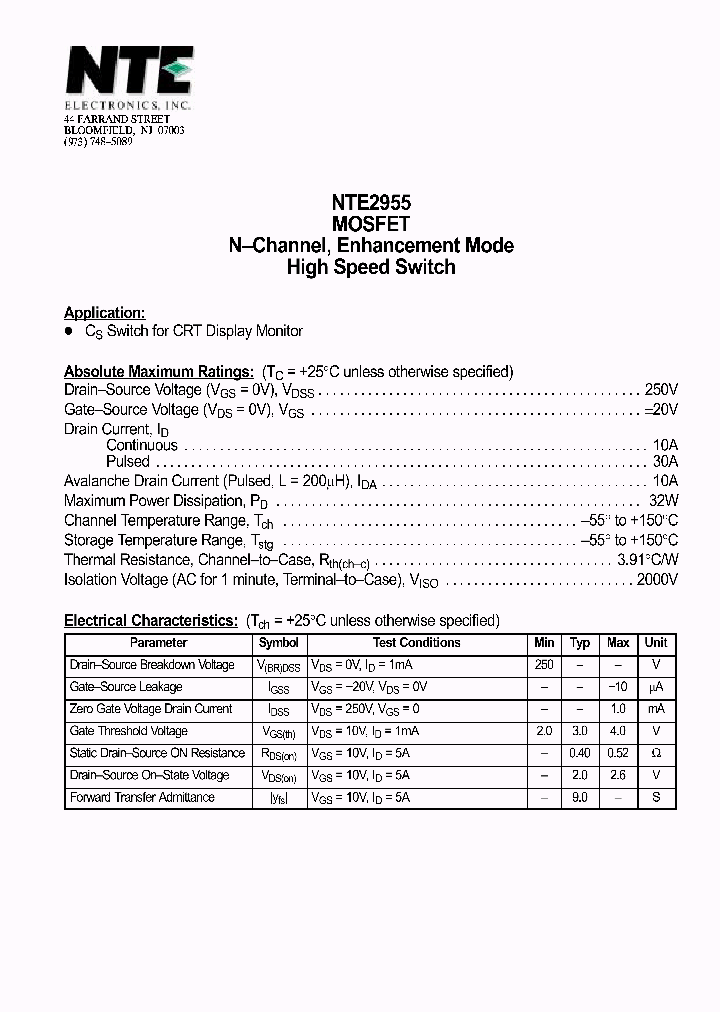 NTE2955_69873.PDF Datasheet