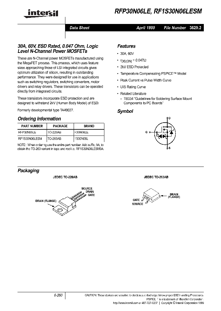 RFP30N06LE_312622.PDF Datasheet