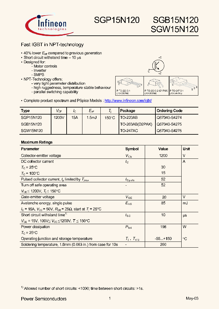 SGW15N120_325516.PDF Datasheet