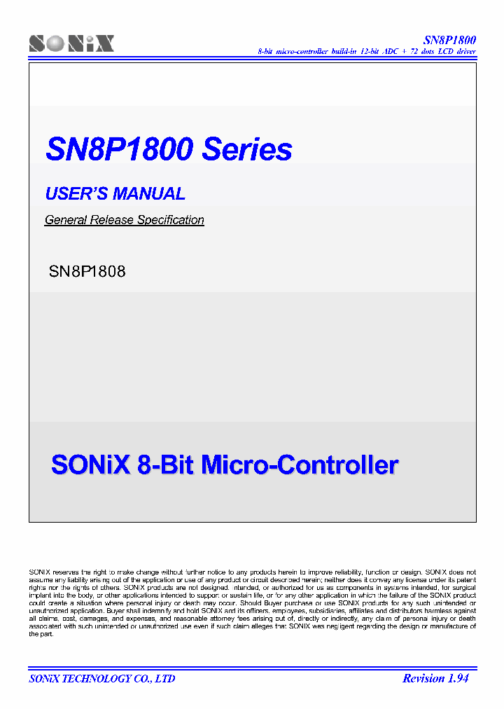 SN8P1808_359396.PDF Datasheet