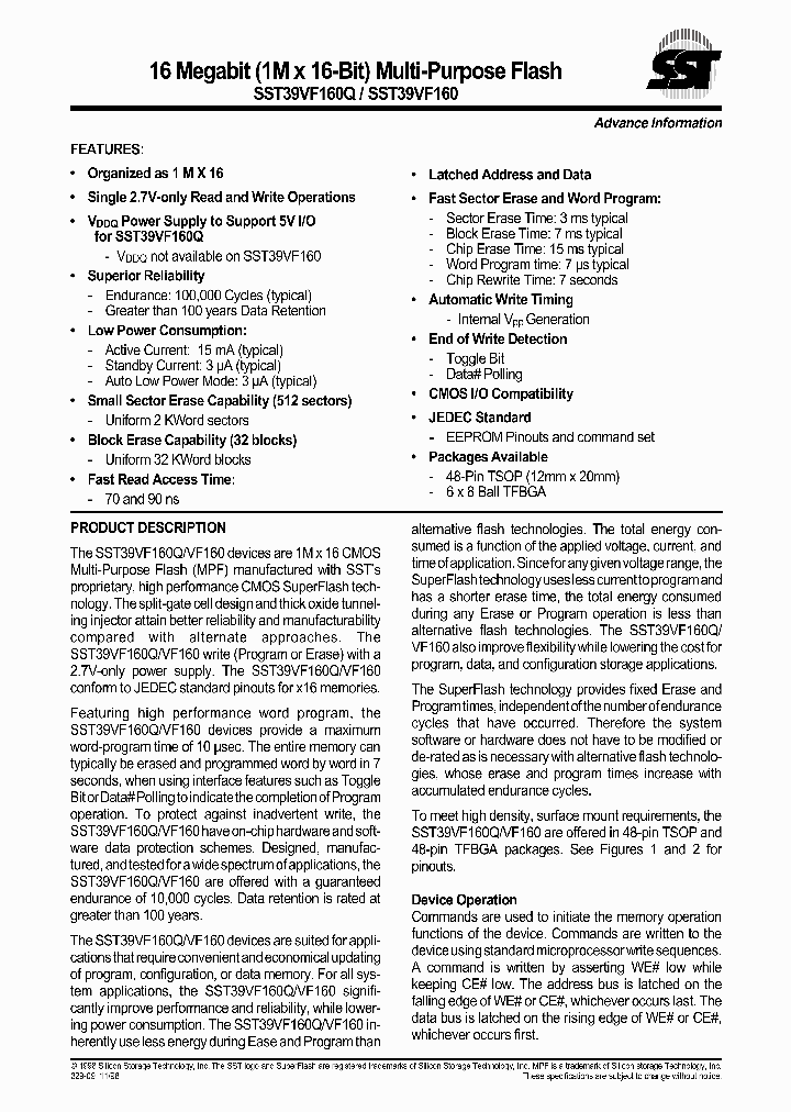 SST39VF160-70-4C-BK_339984.PDF Datasheet
