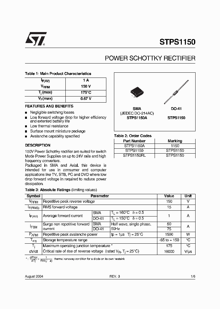 STPS1150_380493.PDF Datasheet