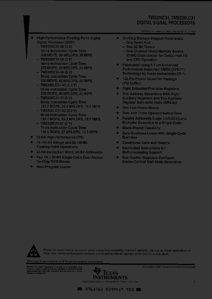 TMS320C31_362190.PDF Datasheet