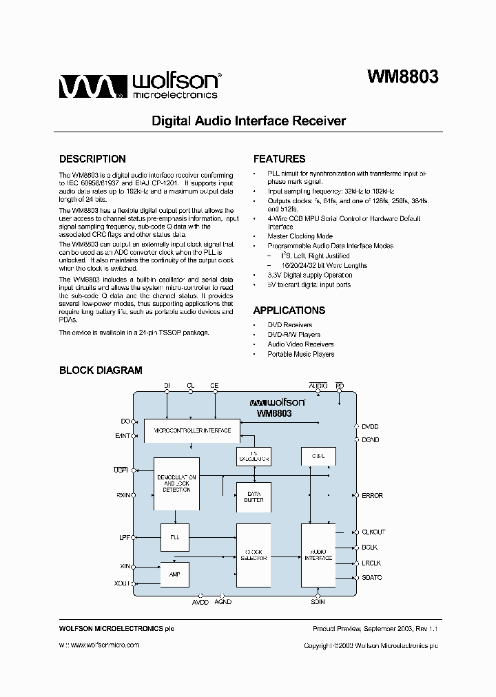 WM8803_320272.PDF Datasheet