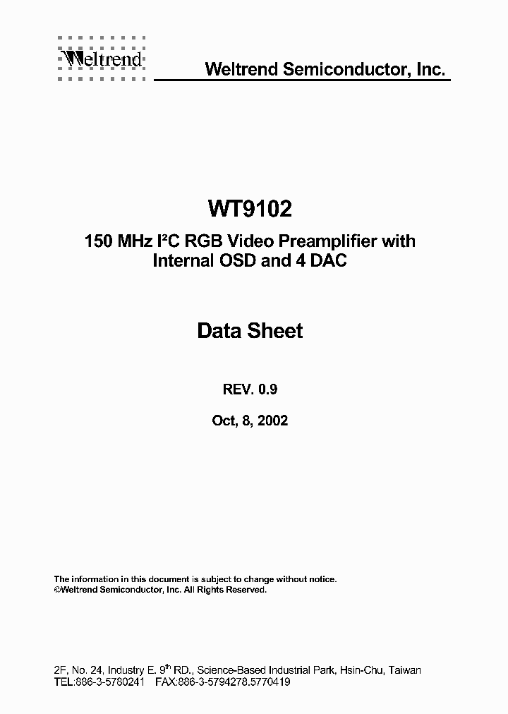 WT9102_345039.PDF Datasheet