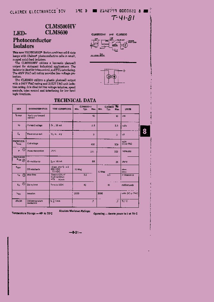 CLM8500HV_404788.PDF Datasheet