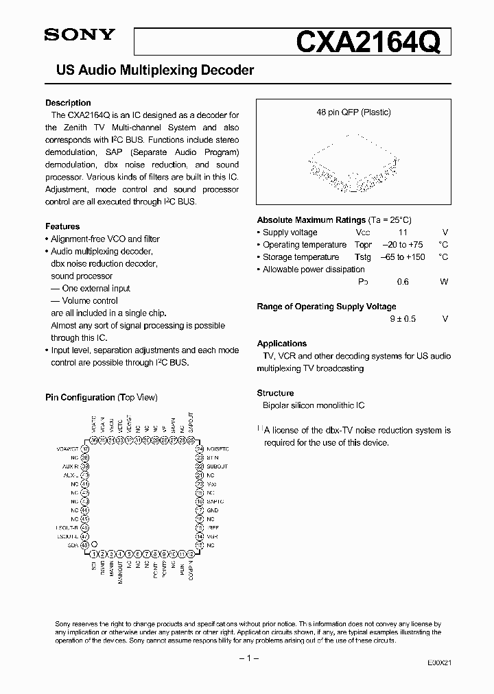 CXA2164Q_400312.PDF Datasheet