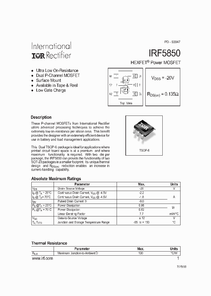 IRF5850_396088.PDF Datasheet