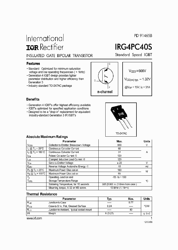 IRG4PC40S_282662.PDF Datasheet