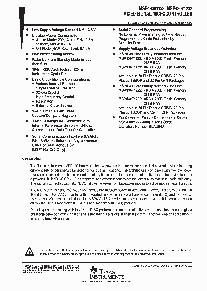 M430F1232_395591.PDF Datasheet