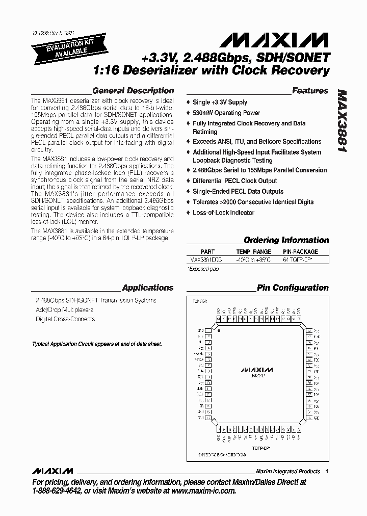 MAX3881_397337.PDF Datasheet