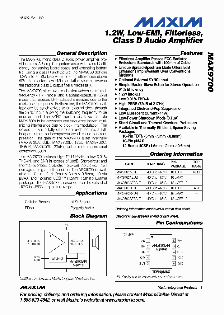 MAX9700_279216.PDF Datasheet