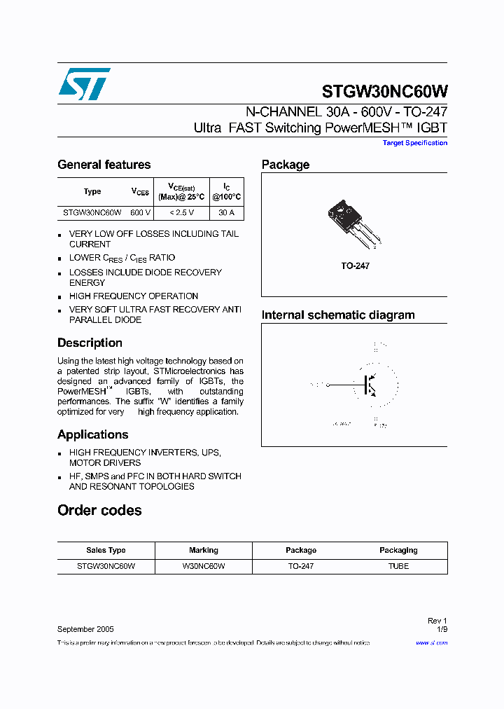 STGW30NC60W_421421.PDF Datasheet