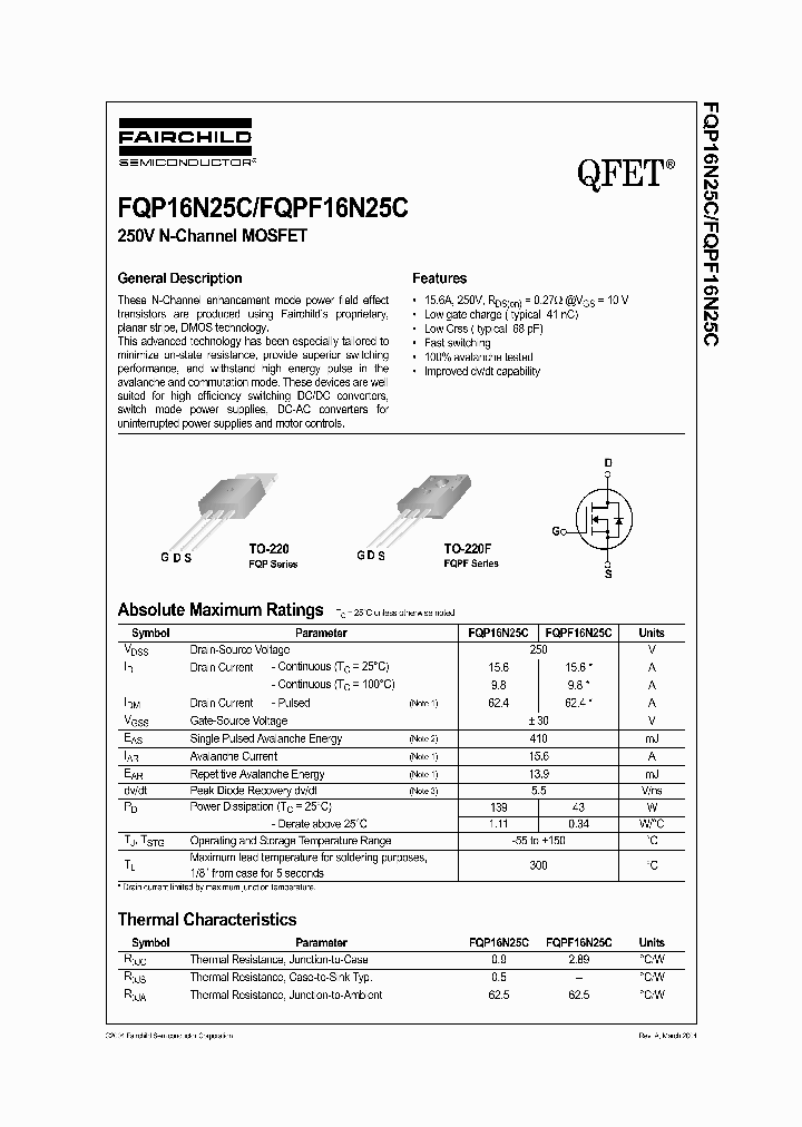 FQP16N25C_459268.PDF Datasheet