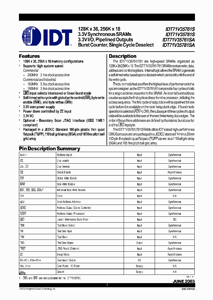 IDT71V35761YSA200PF_471712.PDF Datasheet