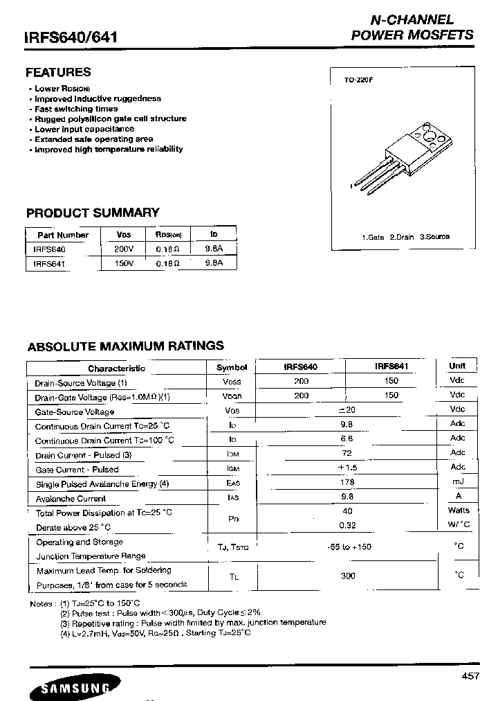 IRFS641_476387.PDF Datasheet